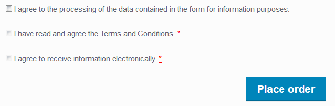 Examples of checkboxes in the checkout