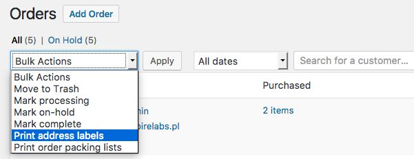 woocommerce address labels