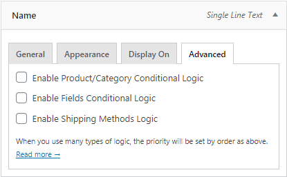 Field's advanced settings