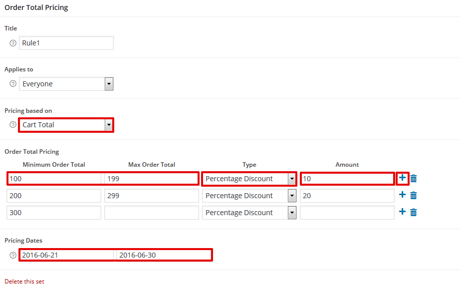 An example discount based on cart totals