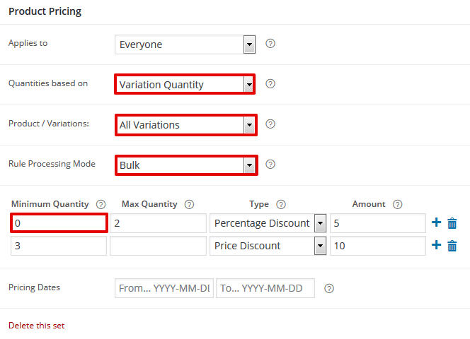 Bulk Pricing for a product
