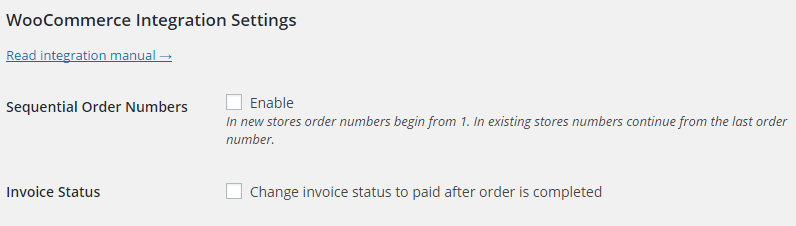 Woocommerce Invoices Settings