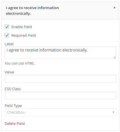 Configuration for checbox
