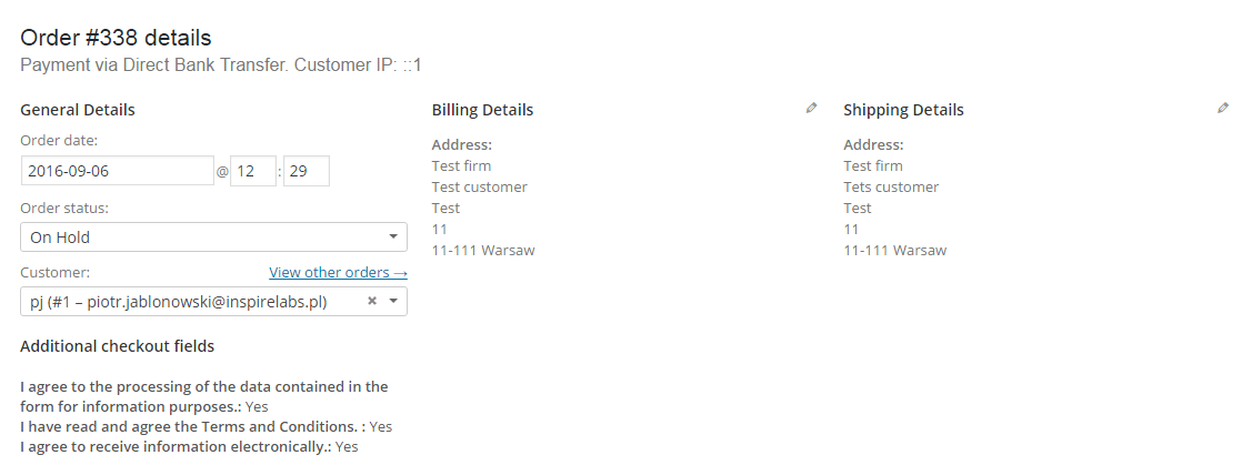 Checkboxes selected in the admin panel