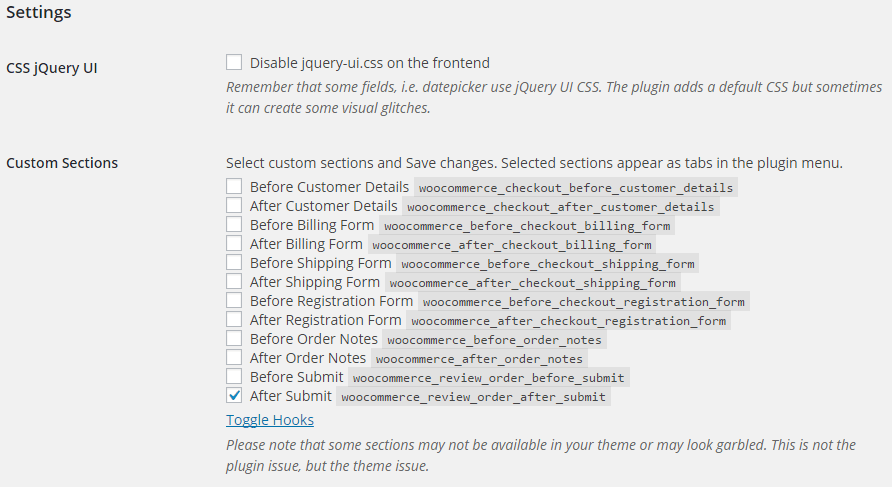 Plugin settings