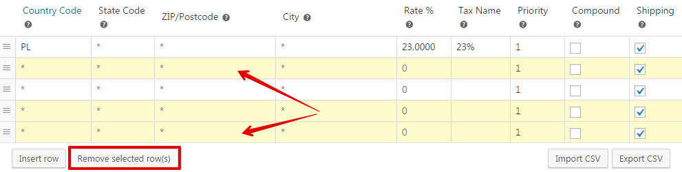 Deleting rates