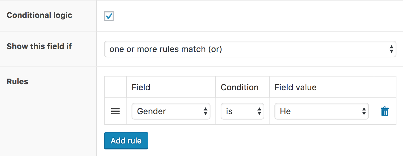 WooCommerce Flexible Product Fields – Conditional logic settings