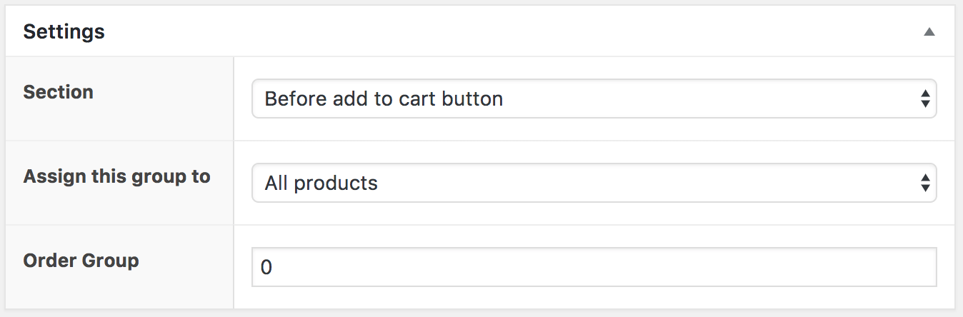 WooCommerce Flexible Product Fields - Fields Group Settings
