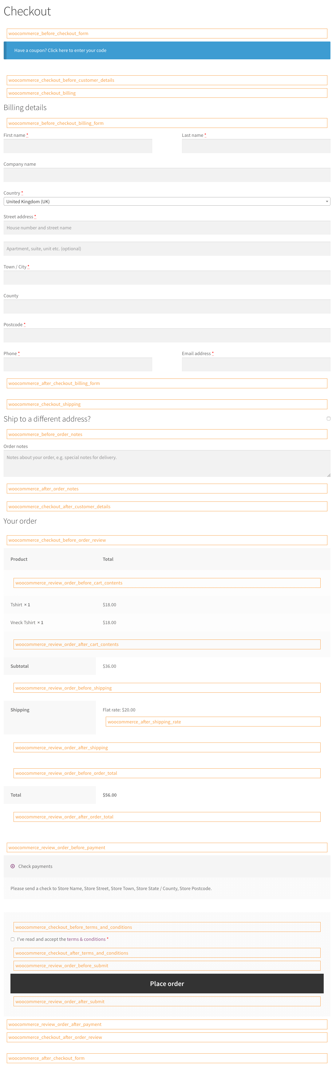 WooCommerce Checkout Hooks Visual Guide