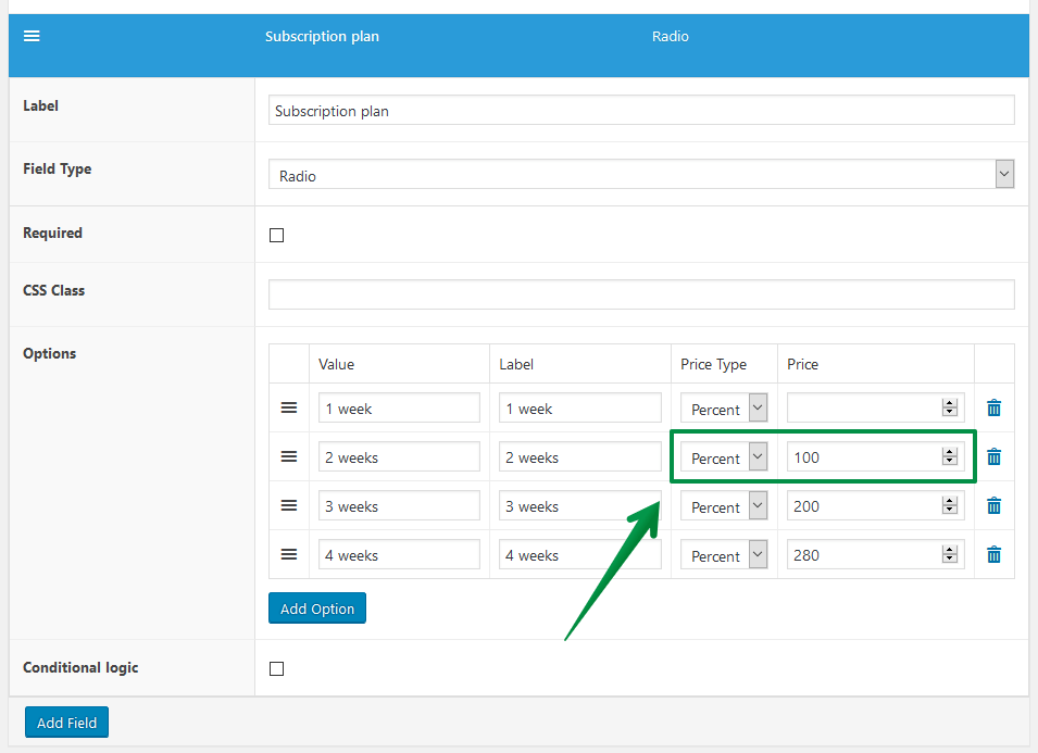 WooCommerce Catering Plugin - Subscription plan configuration