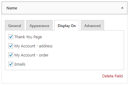 Flexible Checkout Fields - Display On screenshot