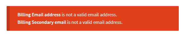 Error: Invalid email addresses
