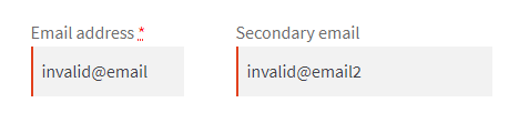 Invalid email address in a custom field