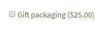 Gift packaging field on the product page