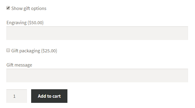 Show gift options field on the product page (marked)