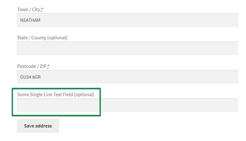 Custom field settings at My Account