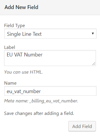 Add EU Vat field in WooCommerce checkout page