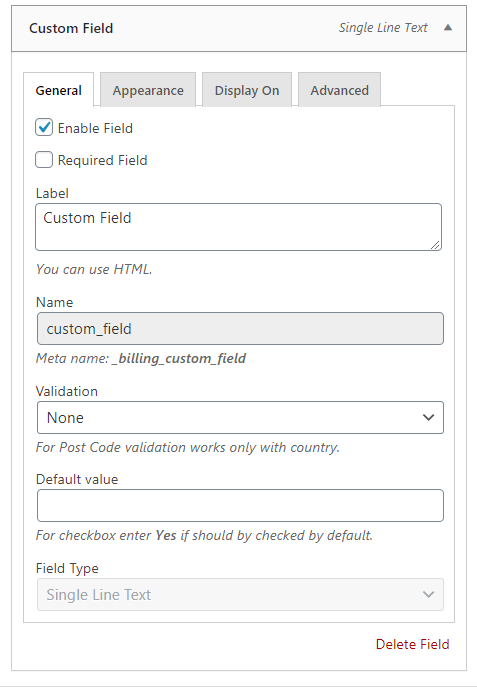Flexible Checkout Fields - general settings