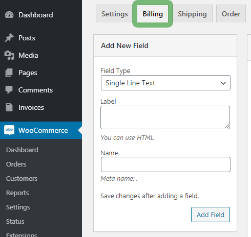 Flexible Checkout Fields billing tab - show or hide a checkout field