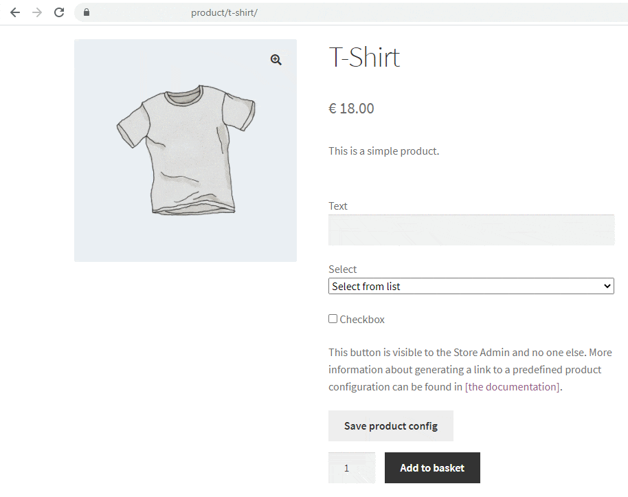 WooCommerce product config save feature in the Flexible Product Fields plugin