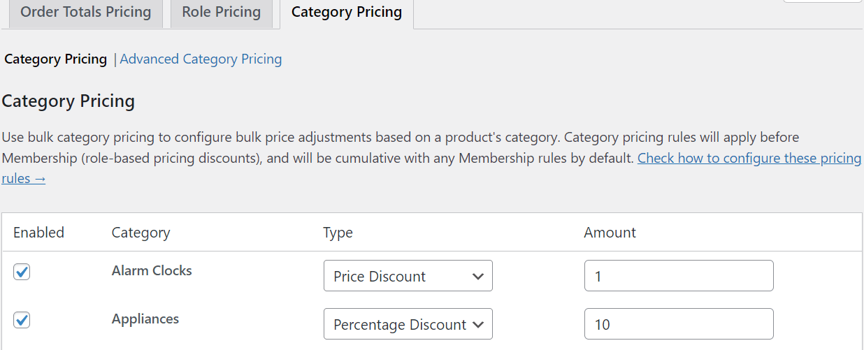 WooCommerce Pricing - Category Pricing - Price and Percentage Discounts