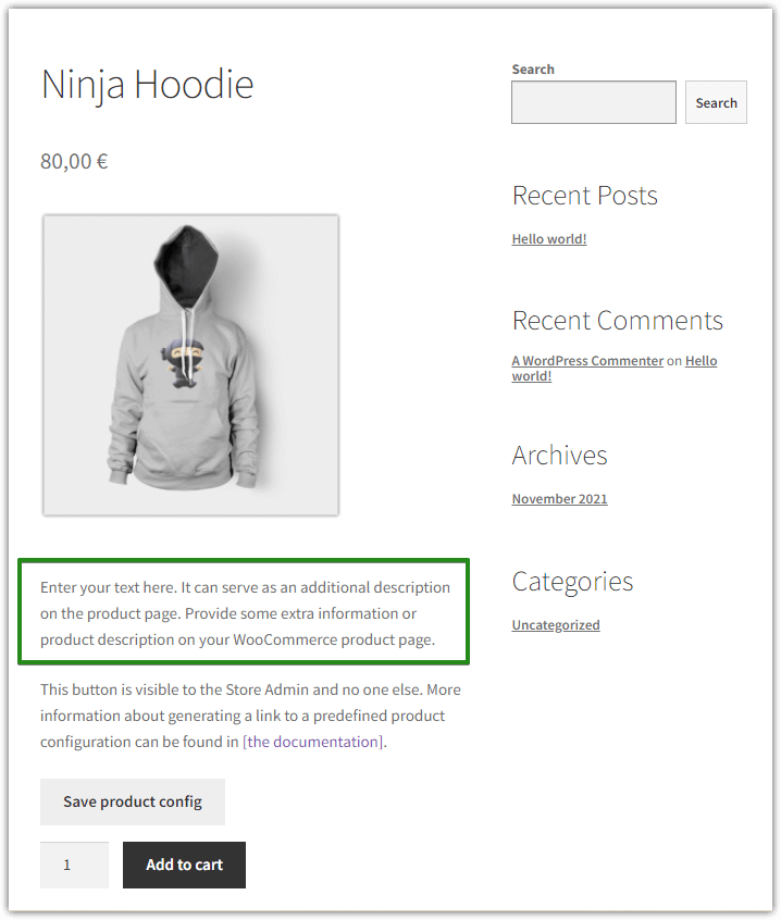 Customize WooCommerce product page: add paragraph text field