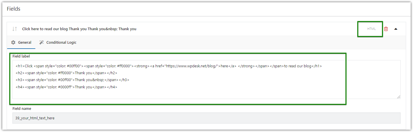 Customize WooCommerce product page: HTML text field field label