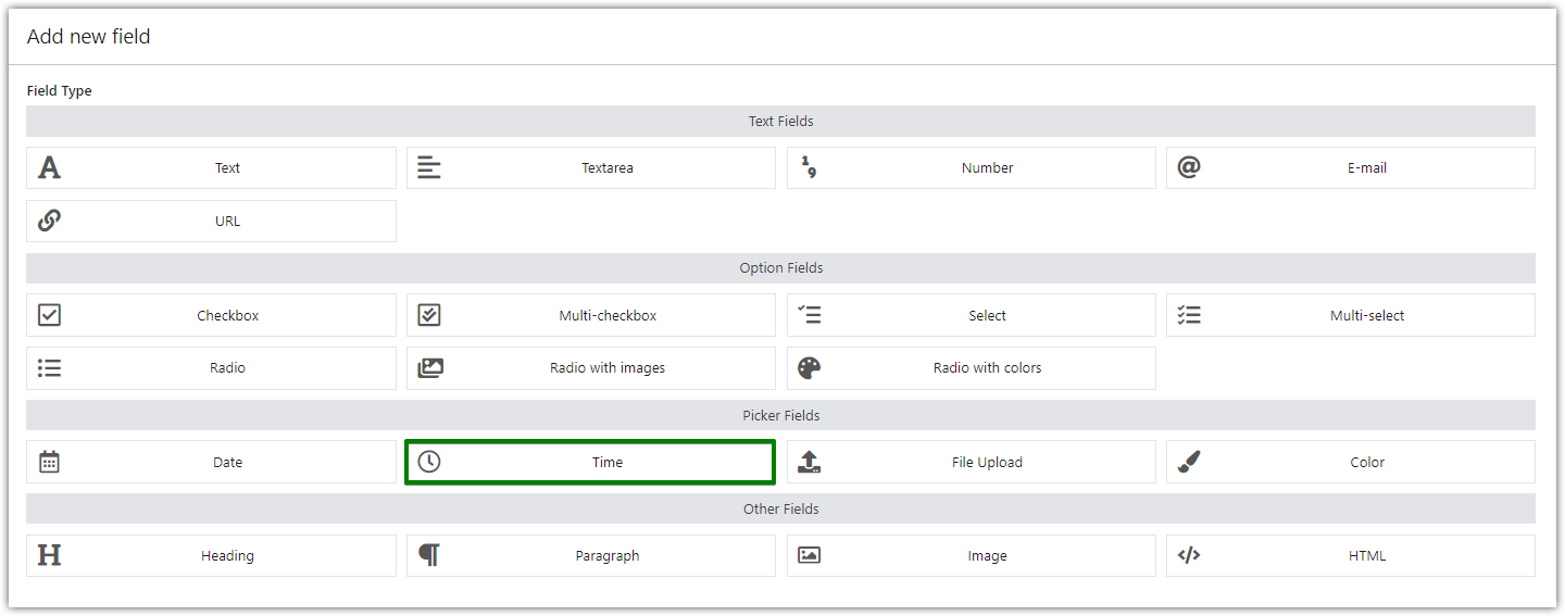 Flexible Product Fields: available Fields