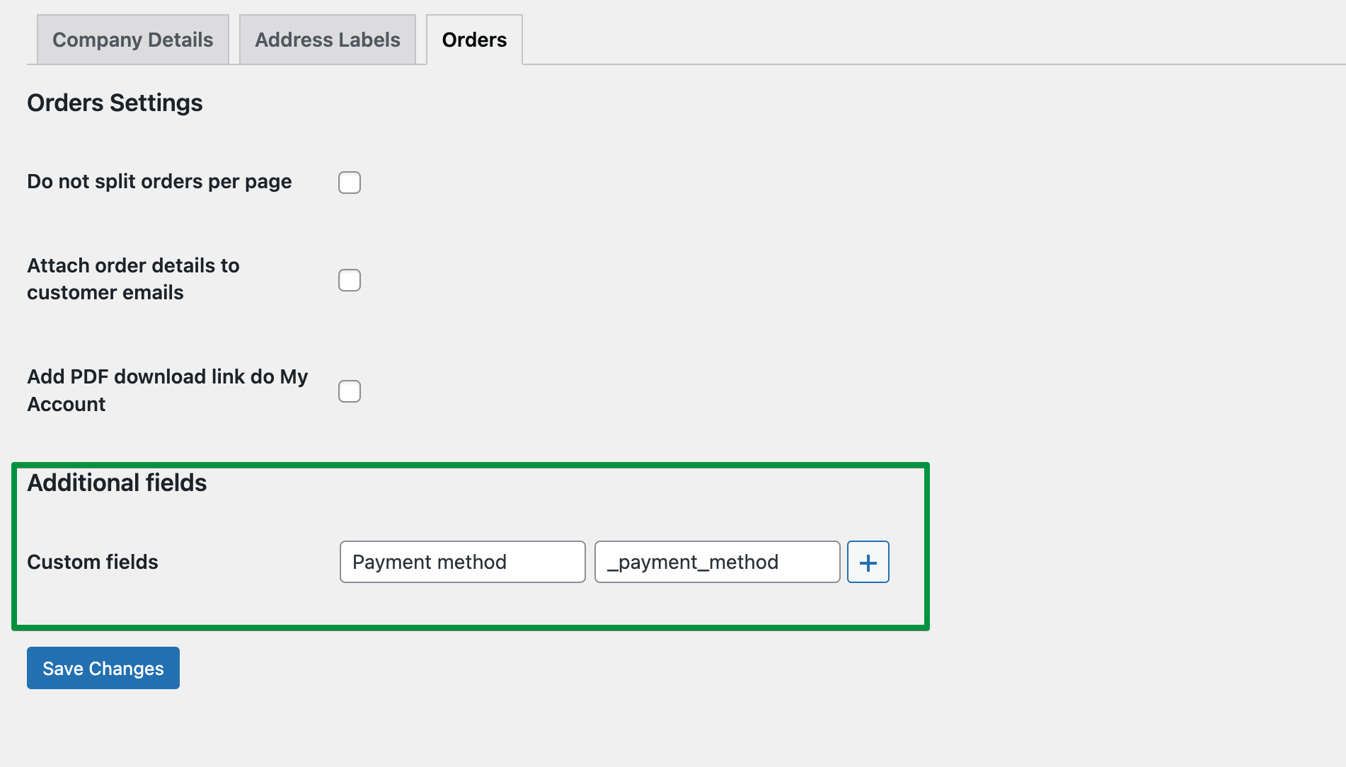 Add custom field to the order details