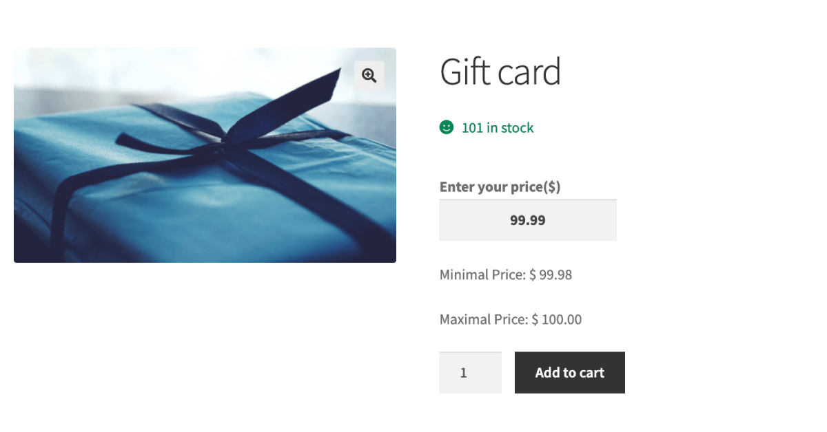 Custom Price - product page