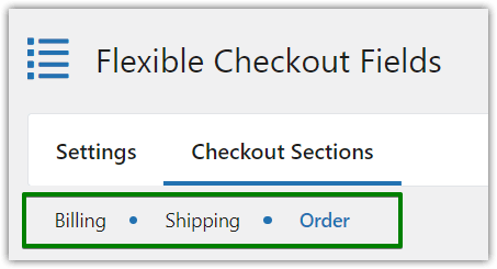 checkout page sections