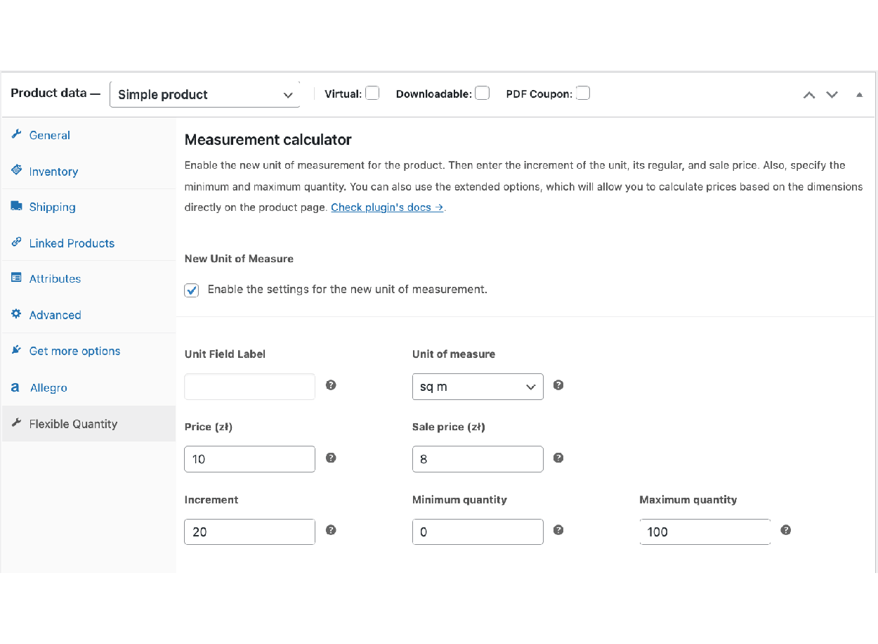 Flexible Quantity - Increment settings