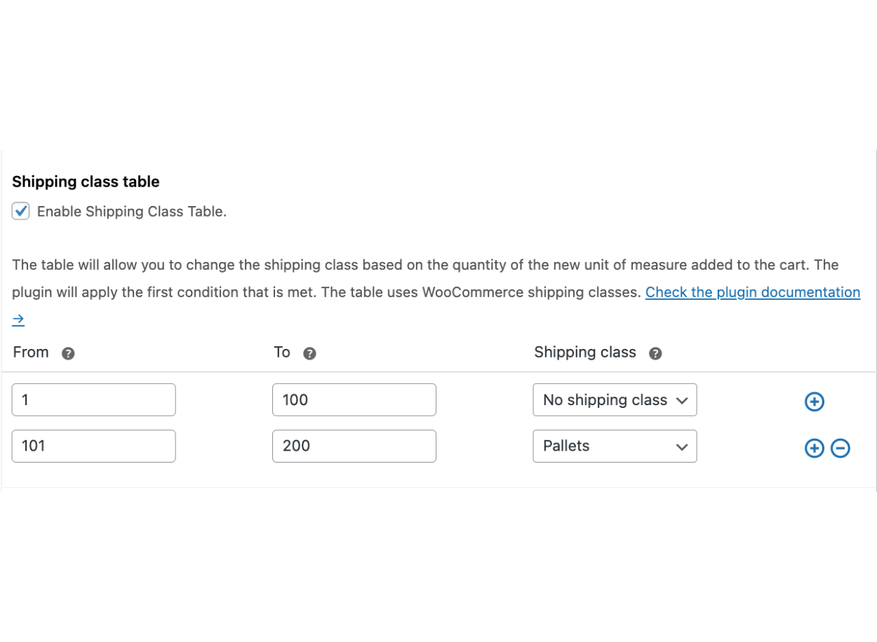 Flexible Quantity - Shipping Table
