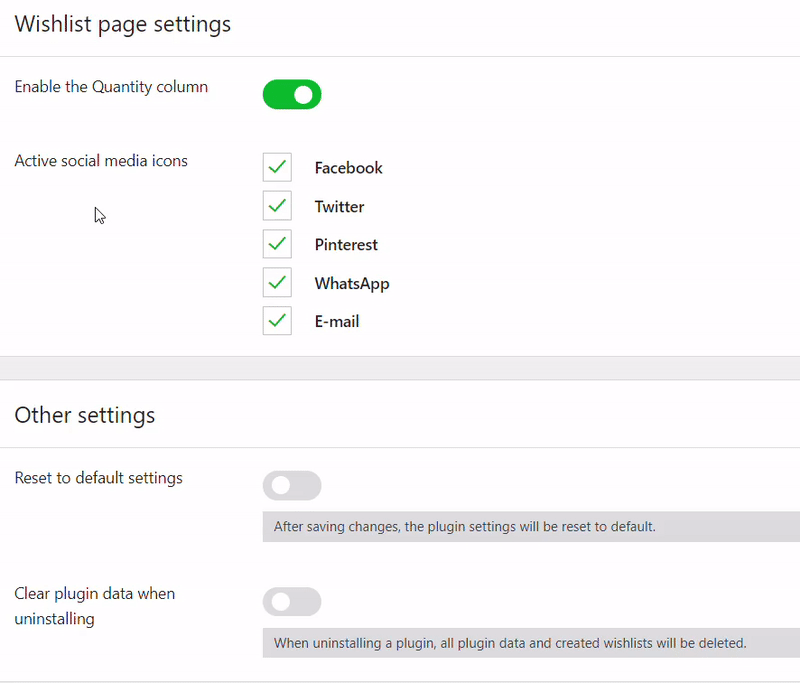 Page settings