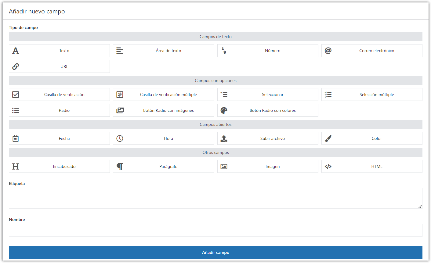 campos individuales plugin