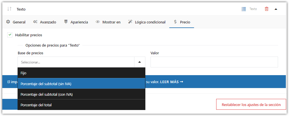 flexible checkout fields en español